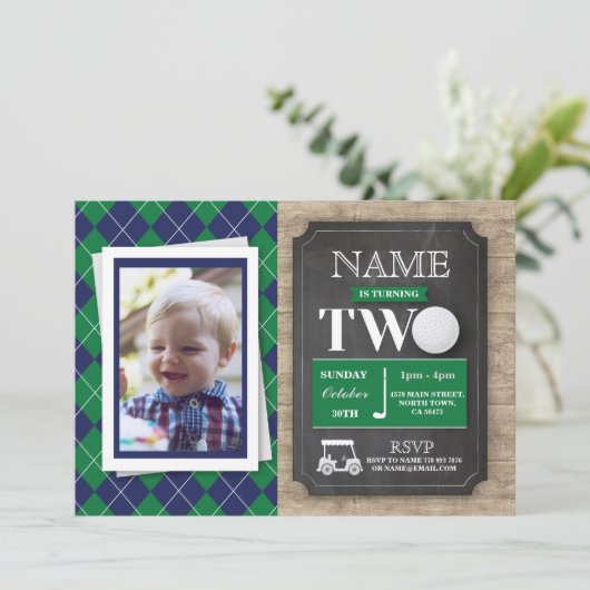 Golf 2e Seconde Deux 2 Anniversaire Invitation pho (Debout devant)