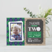 Golf 2e tweede twee 2 verjaardagsfeest foto uitnod kaart (Staand voorkant)