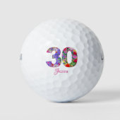 Golf 30e anniversaire fête chic fleurs nombre de balles (Devant)