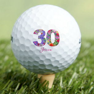 Golf 30e anniversaire fête chic fleurs nombre de balles