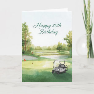 Golf 30e verjaardag met golfkar op green kaart