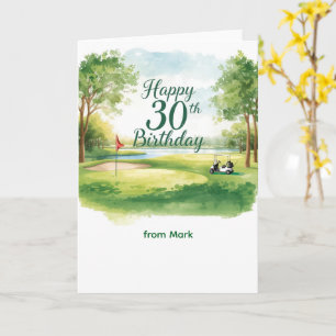 Golf 30e verjaardag met golfkar op green kaart