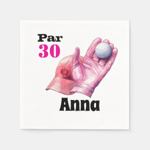 Golf 30e Verjaardag Par t-shirt vrouw roze thema Servet
