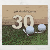 Golf 30th Birthday golf en t-shirt op groen Sparkling Wijnetiket (Enkel label)