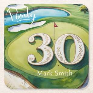 Golf 30th Birthday Vierkante Kartonnen Onderzetter