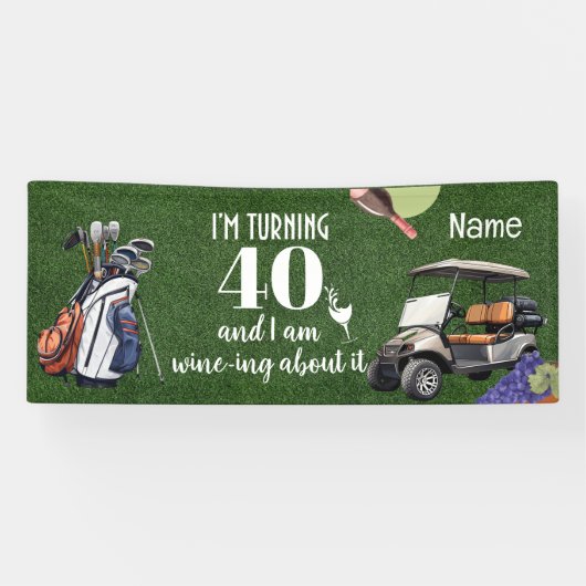 Golf 40e verjaardag cadeaus voor golfer spandoek (Horizontaal)
