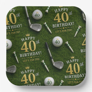 Golf 40e verjaardag Jubileum op groen Papieren Bordje
