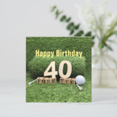 Golf 40e Verjaardag met nummer en golfbal Kaart (Staand voorkant)