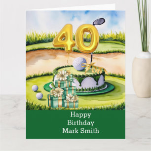 Golf 40e verjaardag met taart op de golfbaan kaart