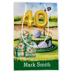 Golf 40e verjaardag met taart op de golfbaan medium cadeauzakje