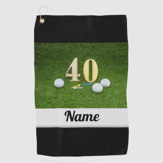 Golf 40th Birthday Jubileum met golfbal Golfhanddoek (Voorkant)