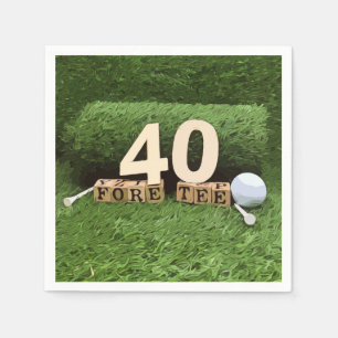 Golf 40th Birthday Party met golfbal en t-shirt Servet