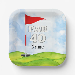Golf 40th Birthday to golfer met golfvlag Papieren Bordje