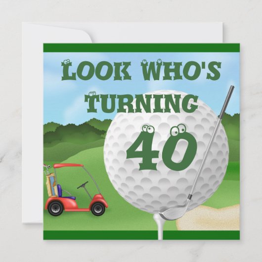 Golf 40th Birthday-uitnodigingen Kaart (Voorkant)