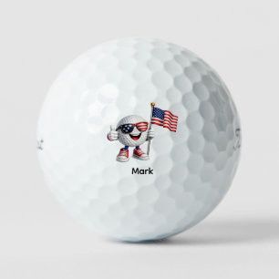 Golf 4 juli Onafhankelijkheidsdag met vlag Golfballen