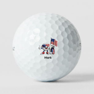 Golf 4 juli Onafhankelijkheidsdag met vlag Golfballen