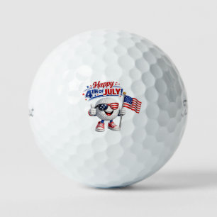 Golf 4 juli Onafhankelijkheidsdag met vlag Golfballen