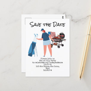 Golf 4 juli - Save the Date Independence Day Briefkaart