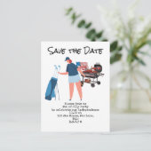 Golf 4 juli - Save the Date Independence Day Briefkaart (Staand voorkant)