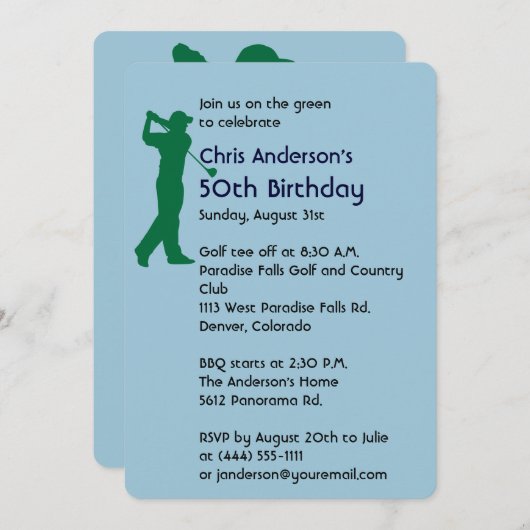 Golf 50e anniversaire invitation (Devant / Derrière)