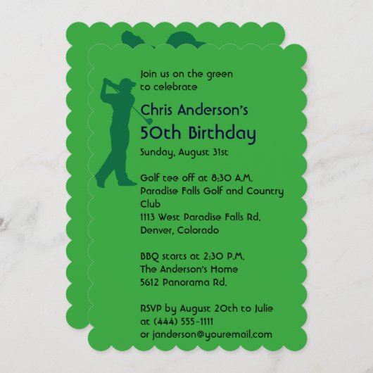 Golf 50e anniversaire invitation (Devant / Derrière)