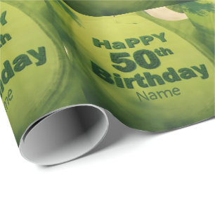 Golf 50e verjaardag golf putting green voor golfer cadeaupapier
