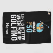 Golf 50e verjaardag leven is beter bij het golfen golfhanddoek (Horizontaal)