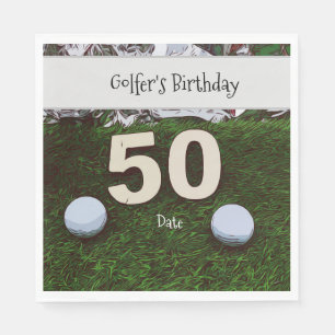 Golf 50th Golfer's Birthday met ballen op groen Servet