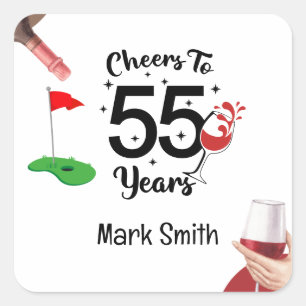 Golf 55e verjaardag "Golden Swing: Vieren Vierkante Sticker
