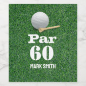 Golf 60e verjaardag met bal op groen voor golfer wijn etiket (Enkel label)