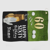 Golf 60th Birthday met golfbal op groen Golfhanddoek (Horizontaal)