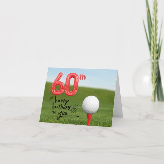 Golf 60th Birthday met golfbal op groen Kaart (Voorkant)