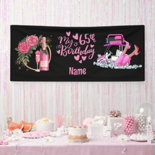 Golf 65th Birthday in Roze thema voor vrouwelijke Spandoek