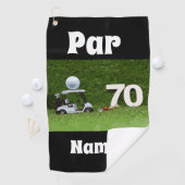 Golf 70th Birthday Par 70 Golfkar en bal Golfhanddoek (Insitu)