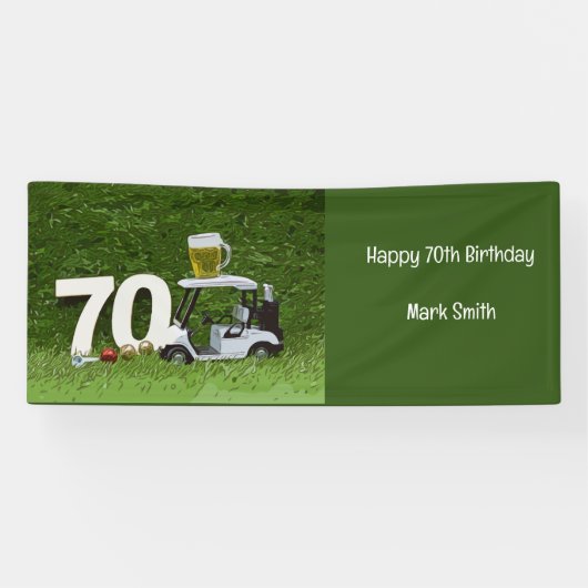 Golf 70th Birthday Party met bier op wagen Spandoek (Horizontaal)