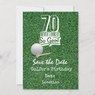 Golf 70th Birthday Party met golfbal t-shirt kar Kaart