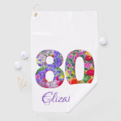Golf 80e anniversaire floral nom coloré serviette de go (En situation)