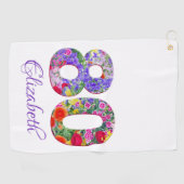 Golf 80e anniversaire floral nom coloré serviette de go (Horizontal)