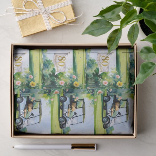 Golf 80e verjaardag op golfbaan voor golfer tissuepapier (Geschenk)