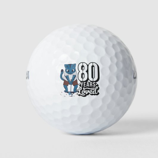 Golf 80e verjaardag tachtig van kat golfer golfballen (Voorkant)