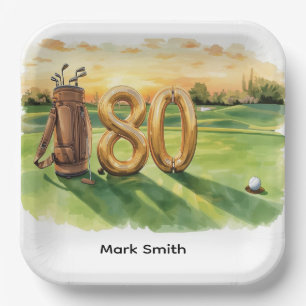 Golf 80ste verjaardag met golfbal Arizona golfer Papieren Bordje