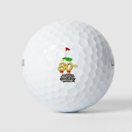 Golf 80ste verjaardag voor u met Golf Vlag Golfballen (Voorkant)