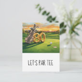 Golf 80th Birthday Party Let's par tee Briefkaart (Staand voorkant)