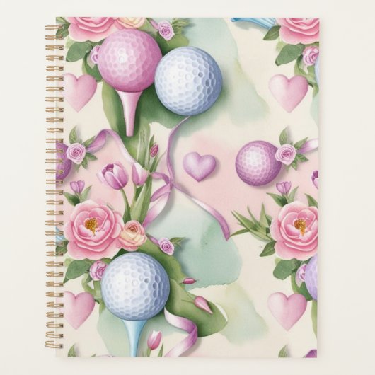 Golf à thème rose avec fleurs pour Lady golfer (Devant)