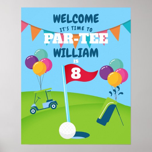 Golf Affiche de bienvenue fête d'anniversaire (Devant)