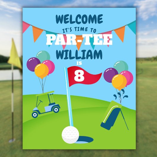 Golf Affiche de bienvenue fête d'anniversaire