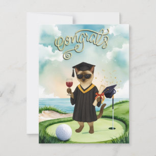 Golf Afstudeerfeest thema golfer op putting green Briefkaart