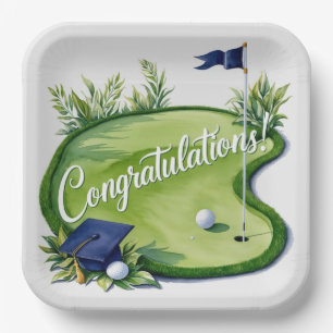 Golf Afstuderen Gefeliciteerd met het putting gree Papieren Bordje
