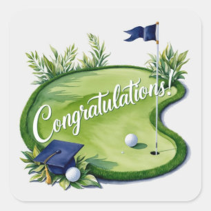 Golf afstuderen op de putting green vierkante sticker