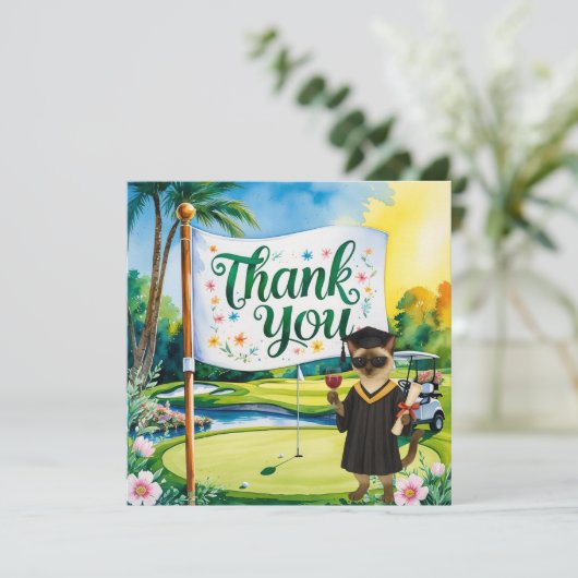 Golf Afstuderen thema Bedankkaart (Staand voorkant)